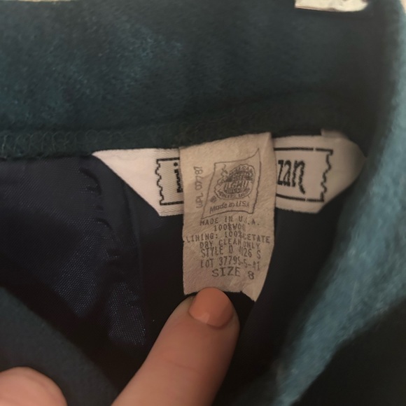 Vintage Isaac Hazan Women's Size 8 Kelly Green 100% Wool Pencil Skirt - Picture 7 of 7